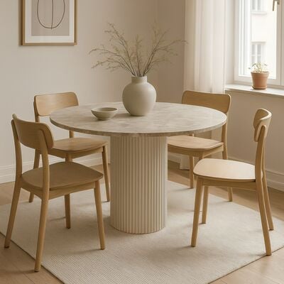 Taimi pyöreä ruokapöytä Ø100 cm marmori matta latte/greige